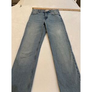 Pull&Bear Womens Light Wash Straight Leg Distressed Hem Jeans Size 2 3685/334